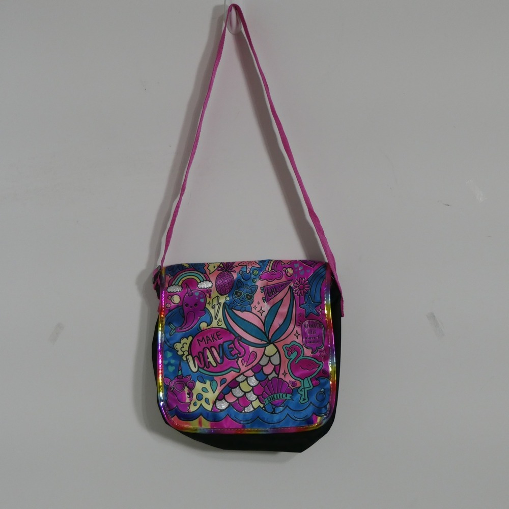 Horizon Group Kids Messenger Bag OS Pink Mermaid Rainbow Doodle Kawaii Whimsical